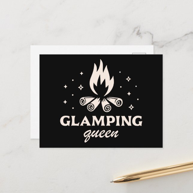 Glamping queen girl black aesthetic funny postcard (Front/Back In Situ)