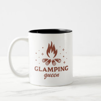 Glamping queen girl funny camping boho aesthetic Two-Tone coffee mug