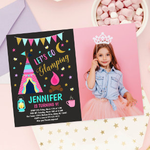 Glamping Sleepover Birthday Party Invitation