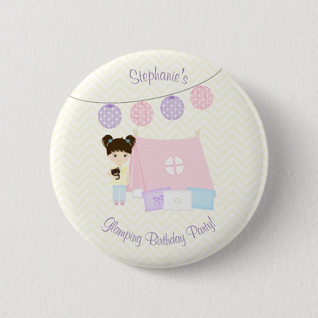 Glamping Sleepover Party 2 Inch Round Button (Front)