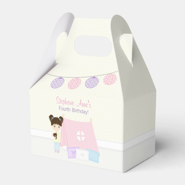 Glamping Sleepover Party Favor Box (Front Side)