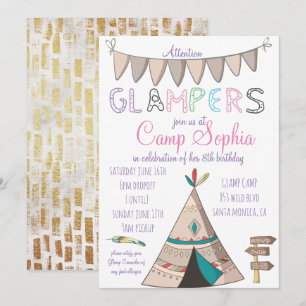 Glamping Themed Birthday Invitation