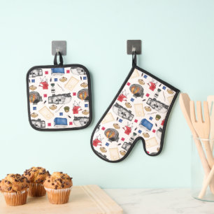 Glamping - White Oven Mitt & Pot Holder Set