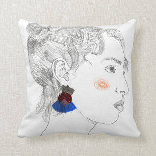Glance Sketch - Portrait Throw Pillow