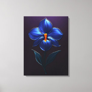 Glänzende Blaue Orchidee – Botanische Kunst Canvas Print