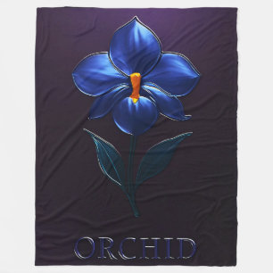 Glänzende Blaue Orchidee – Botanische Kunst Fleece Blanket