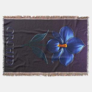 Glänzende Blaue Orchidee – Botanische Kunst Throw Blanket