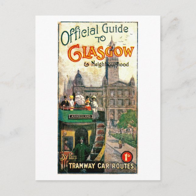Glasgow and neighbourhood tramway car routes postcard (Front)