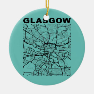 Glasgow City Street Map United Kingdom Souvenir  Ceramic Ornament