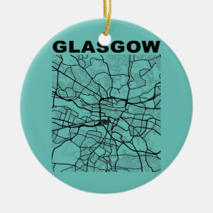 Glasgow City Street Map United Kingdom Souvenir  Ceramic Ornament