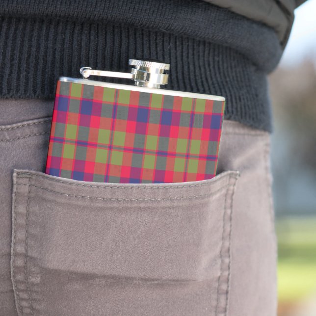 Glasgow City Tartan Plaid Pattern Hip Flask (In Situ)