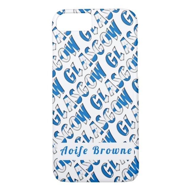 Glasgow Pattern Flag of Scotland Colours Add Name Case-Mate iPhone Case (Back)