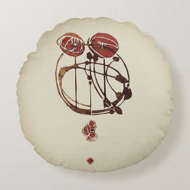 Glasgow Rose Round Pillow (Front)