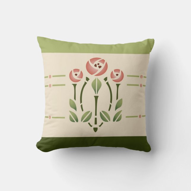 Glasgow Rose Stencil #1 Throw Pillow (Front)