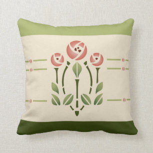 Glasgow Rose Stencil #1 Throw Pillow