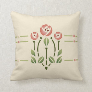 Glasgow Rose Stencil #2 Throw Pillow
