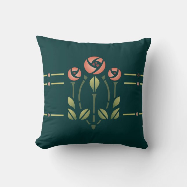 Glasgow Rose Stencil- Choose your background! Throw Pillow (Front)