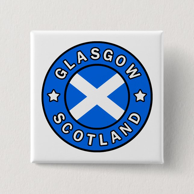 Glasgow Scotland 2 Inch Square Button (Front)