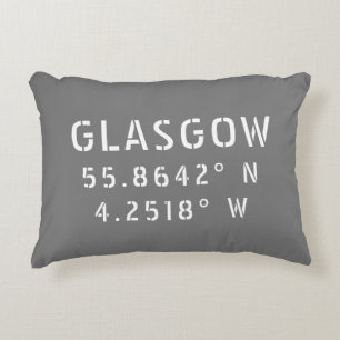 Glasgow Scotland Latitude & Longitude   Accent Pillow
