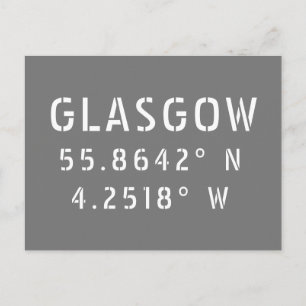 Glasgow Scotland Latitude & Longitude  Postcard