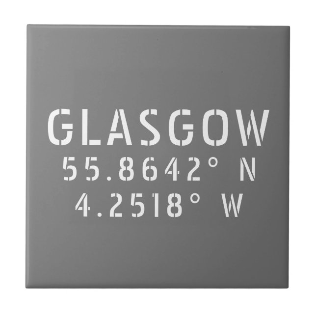 Glasgow Scotland Latitude & Longitude  Tile (Front)