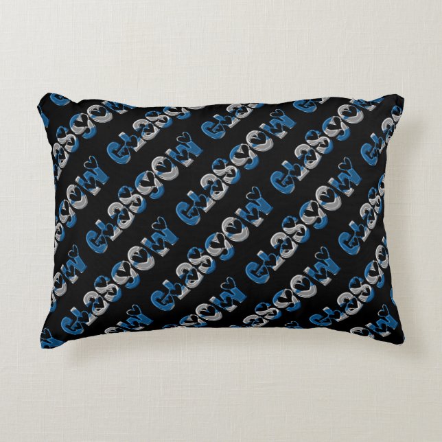 Glasgow Scotland Scottish Flag Colours Typography Accent Pillow (Front)
