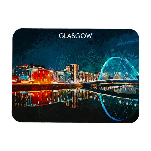 Glasgow Scotland UK Oil Paint City Magnet (Horizontal)