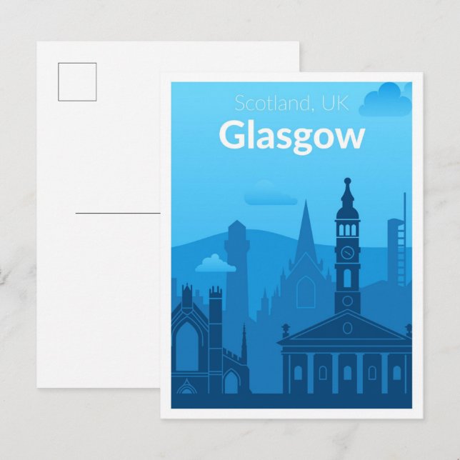 Glasgow Scotland UK Vintage Travel Illustration Postcard (Front/Back)