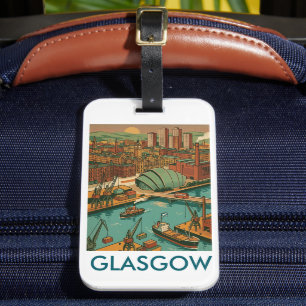 Glasgow Scotland Vintage Travel Illustration Luggage Tag
