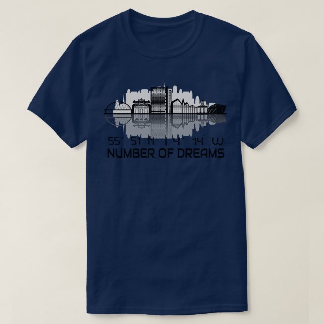 Glasgow Skyline GPS Coordinates City Dream City T-Shirt (Design Front)