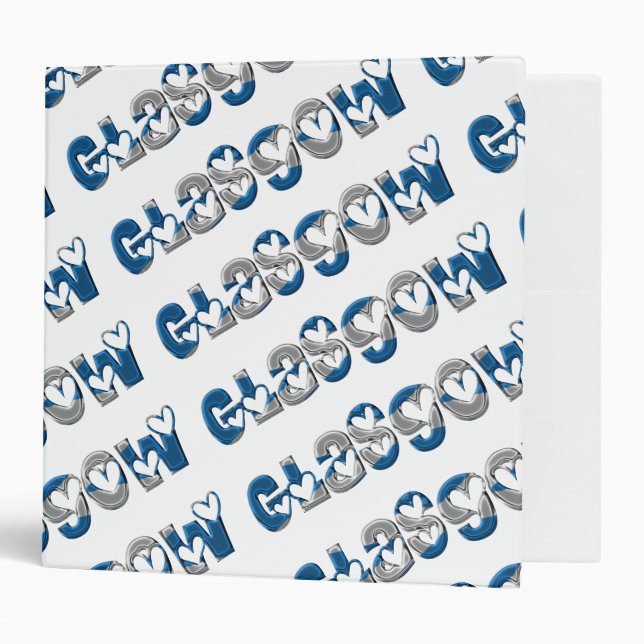 Glasgow Typography Scotland Scottish Flag Colours Binder (Front/Inside)