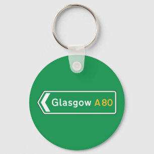 Glasgow, UK Road Sign Keychain