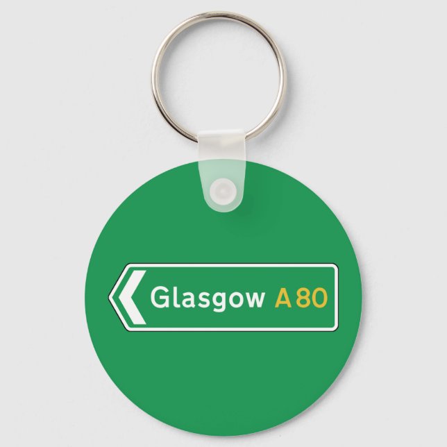 Glasgow, UK Road Sign Keychain (Front)