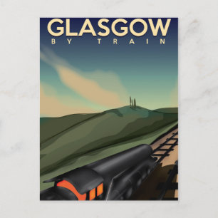 Glasgow vintage train poster postcard