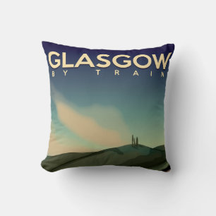 Glasgow vintage train poster throw pillow