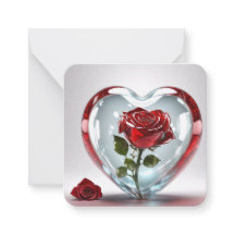 Glasherz mit Rosen-Karte / Glass heart with roses