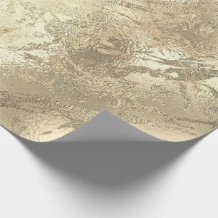 Glass  Abstract Sepia Gold Marble Shiny Metallic Wrapping Paper