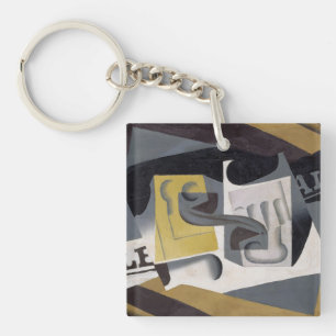 Glass and Newspaper, 1917 (oil on plywood) Keychain
