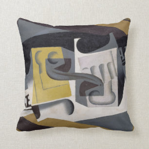 Glass and Newspaper, 1917 (oil on plywood) Throw Pillow