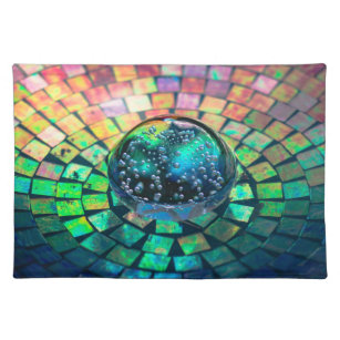 Glass Ball on Colourful Mirrored Tiles Placemat
