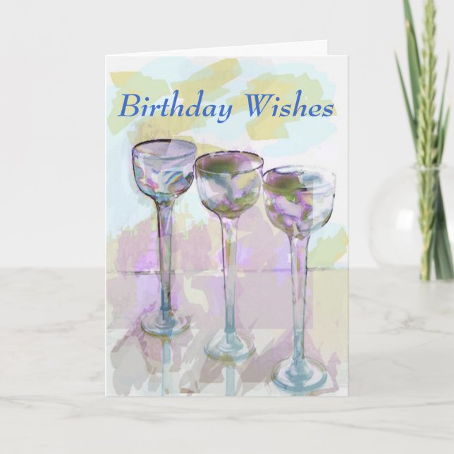glass, Birthday Wishes Card (Front)