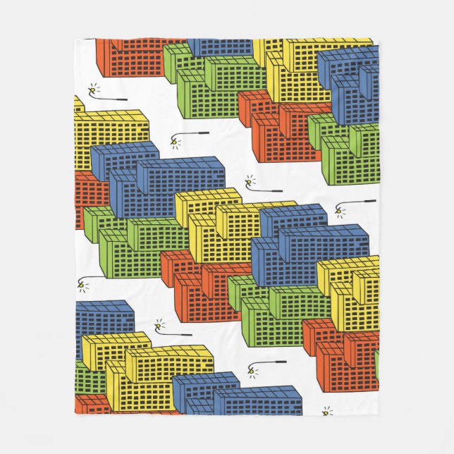 Glass Bottles, Abstract Pattern Design. Fleece Blanket (Front)