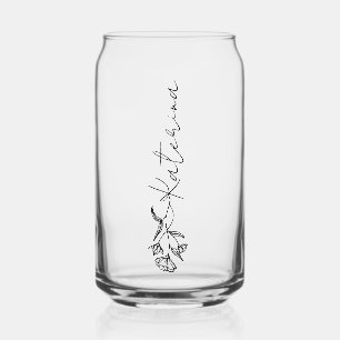 Glass Can With Name Elegant Floral Design