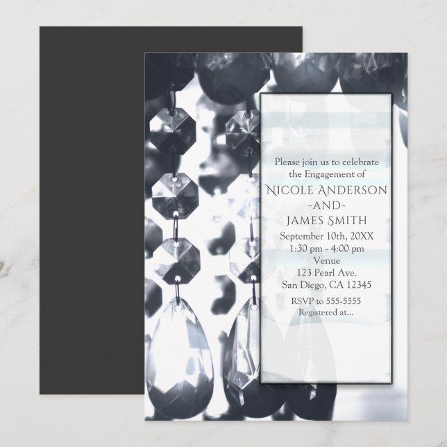 Glass Chandelier Glam Engagement Party Invitations (Front/Back)