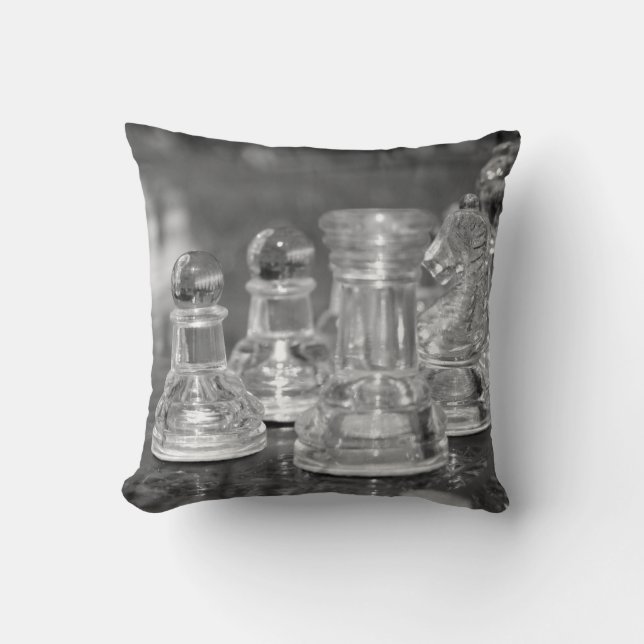 Glass chess pieces throw pillow (Front)