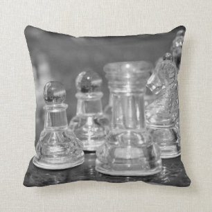 Glass chess pieces throw pillow