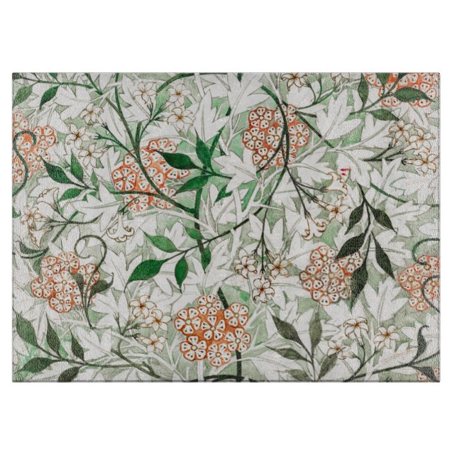 GLASS CHOPPING BOARD : WILLIAM MORRIS : JASMINE (Front)