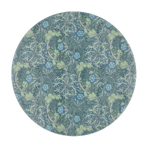 GLASS CHOPPING BOARD : WILLIAM MORRIS : SEAWEED