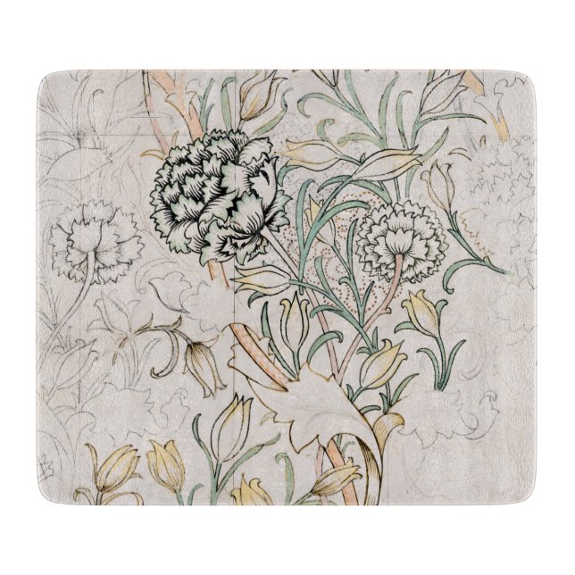 GLASS CHOPPING BOARD : WILLIAM MORRIS: WILD TULIP (Front)