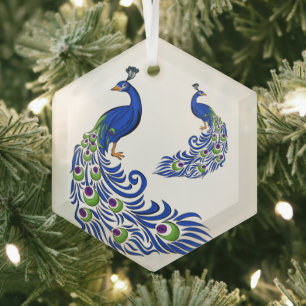 Glass Christmas Ornament-Peacocks  Ornament